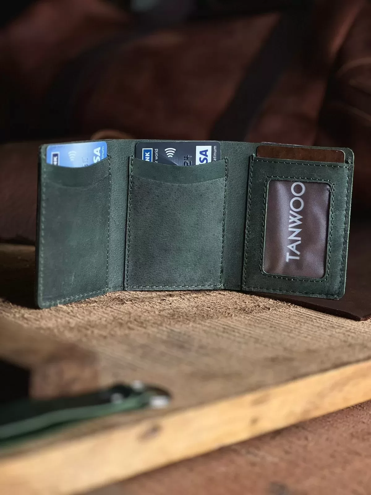 TANWOOD Pure Leather Handcrafted Slimmest Trifold Wallet- Hunter Leather - Image 7