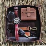 TANWOOD PureLeather Desk Trey Organiser/ MousePad with Button Opening