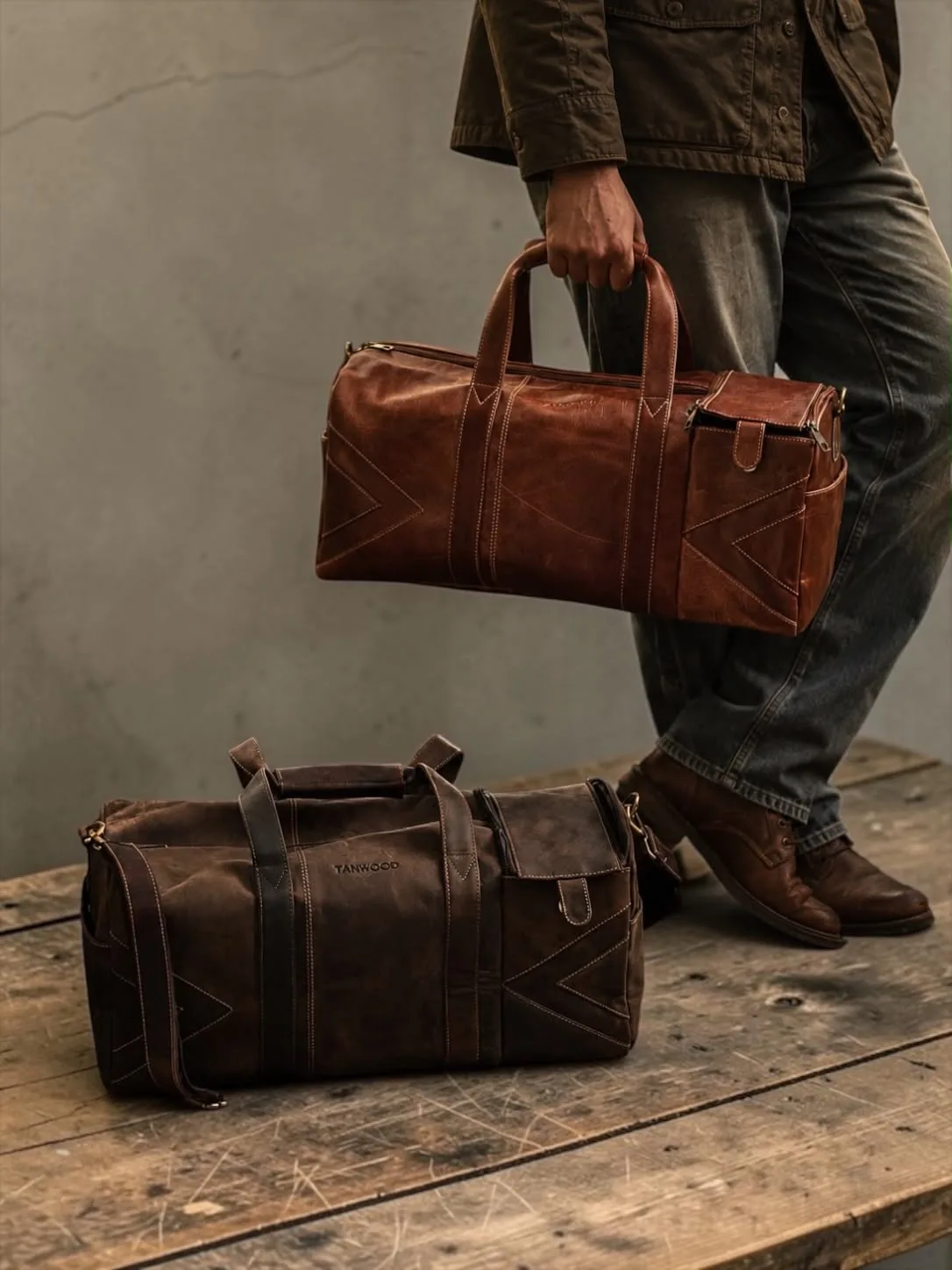 WhatsApp Image 2026-07-31 at 2.40.14 PM (1) TANWOOD Travel Weekender Duffle Bag Pure Leather- 30ltr Capacity - Image 1