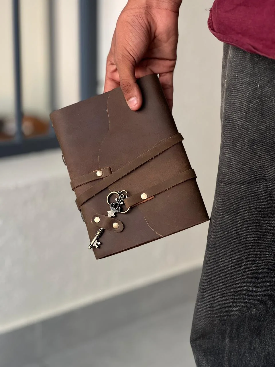 WhatsApp Image 2026-01-31 at 7.14.50 PM (1) TANWOOD Handmade Leather Travel Key Diary/Journal/Paper Notebook/brown - Image 1