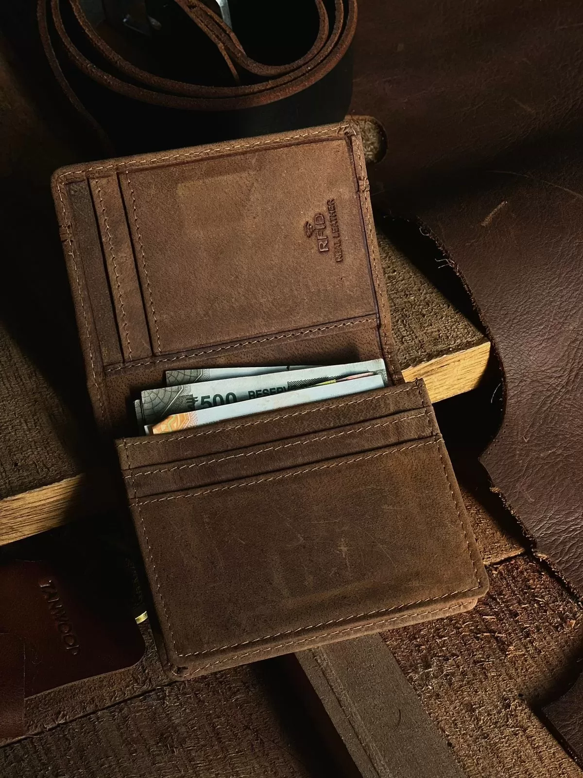TANWOOD Pure Leather Unisex  Magnetic Flap Wallet - Image 3