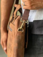 TANWOOD leather Middle Zipper Laptop Bag - Image 4