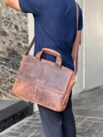 TANWOOD leather Middle Zipper Laptop Bag - Image 6