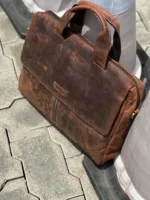 TANWOOD leather Middle Zipper Laptop Bag - Image 5