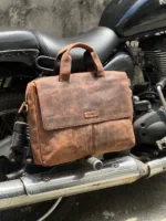 TANWOOD leather Middle Zipper Laptop Bag
