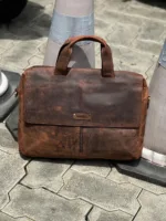 TANWOOD leather Middle Zipper Laptop Bag - Image 2