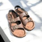 TANWOOD Pure Leather HandCrafted Two Strap Sandal - Brown