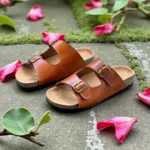 TANWOOD Leather HandCrafted Two Strap Slipper - TAN
