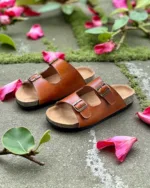 TANWOOD Leather HandCrafted Two Strap Slipper - TAN