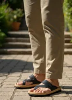 TANWOOD Pure Leather Cross Slipper - Black - Image 4