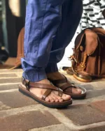 TANWOOD Full Leather Back Strap Sandal - Brown - Image 2