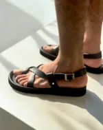TANWOOD Full Leather Back Strap Sandal - Black - Image 4