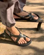 TANWOOD Full Leather Back Strap Sandal - Black - Image 3