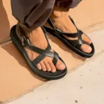 TANWOOD Full Leather Back Strap Sandal - Black