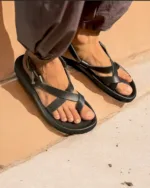 TANWOOD Full Leather Back Strap Sandal - Black