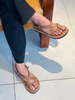 TANWOOD Leather Back Strap Sandal - Tan - Image 3