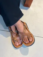 TANWOOD Leather Back Strap Sandal - Tan - Image 4