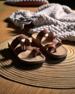 TANWOOD LEATHER Handcrafted Cross Slipper- TAN