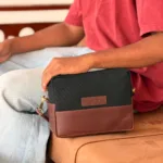 TANWOOD Leather Unisex Messenger  Dopp Kit With - Sling