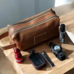 TANWOOD LEATHER  Double Zipper - Toiletry Kit