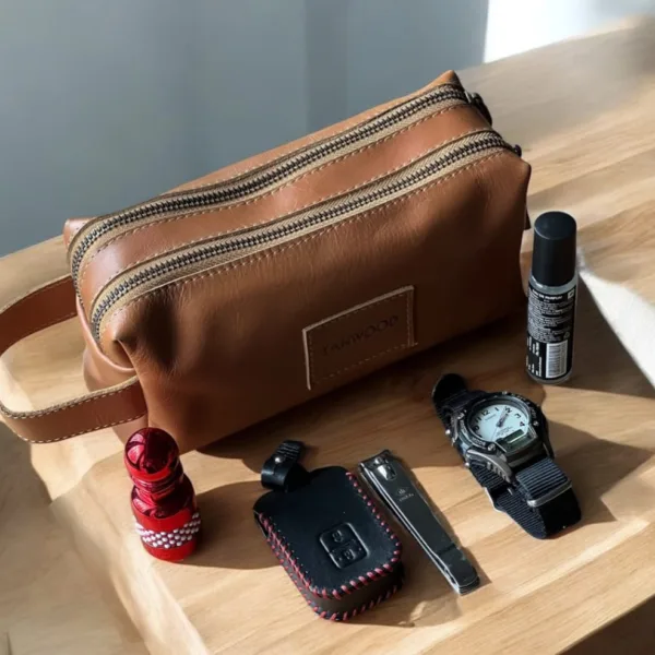 TANWOOD LEATHER Double Zipper - Toiletry Kit