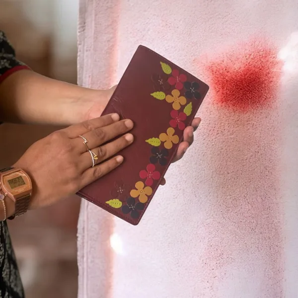 TANWOOD LEATHER Ladies long - wallet with Handwork Flower design