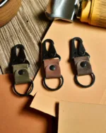 TANWOOD LEATHER RUSTIC BLACK BUCKLE - KEYCHAIN