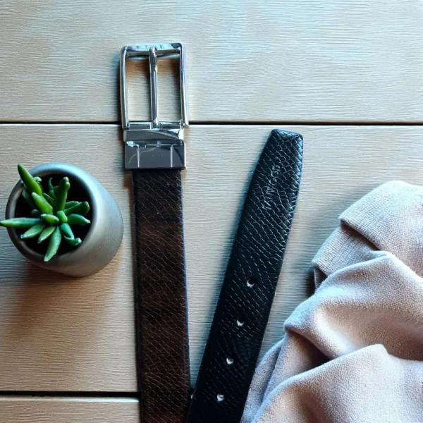 TANWOOD LEATHER Crocodile Reversible Belt - Taiwan Silver buckle