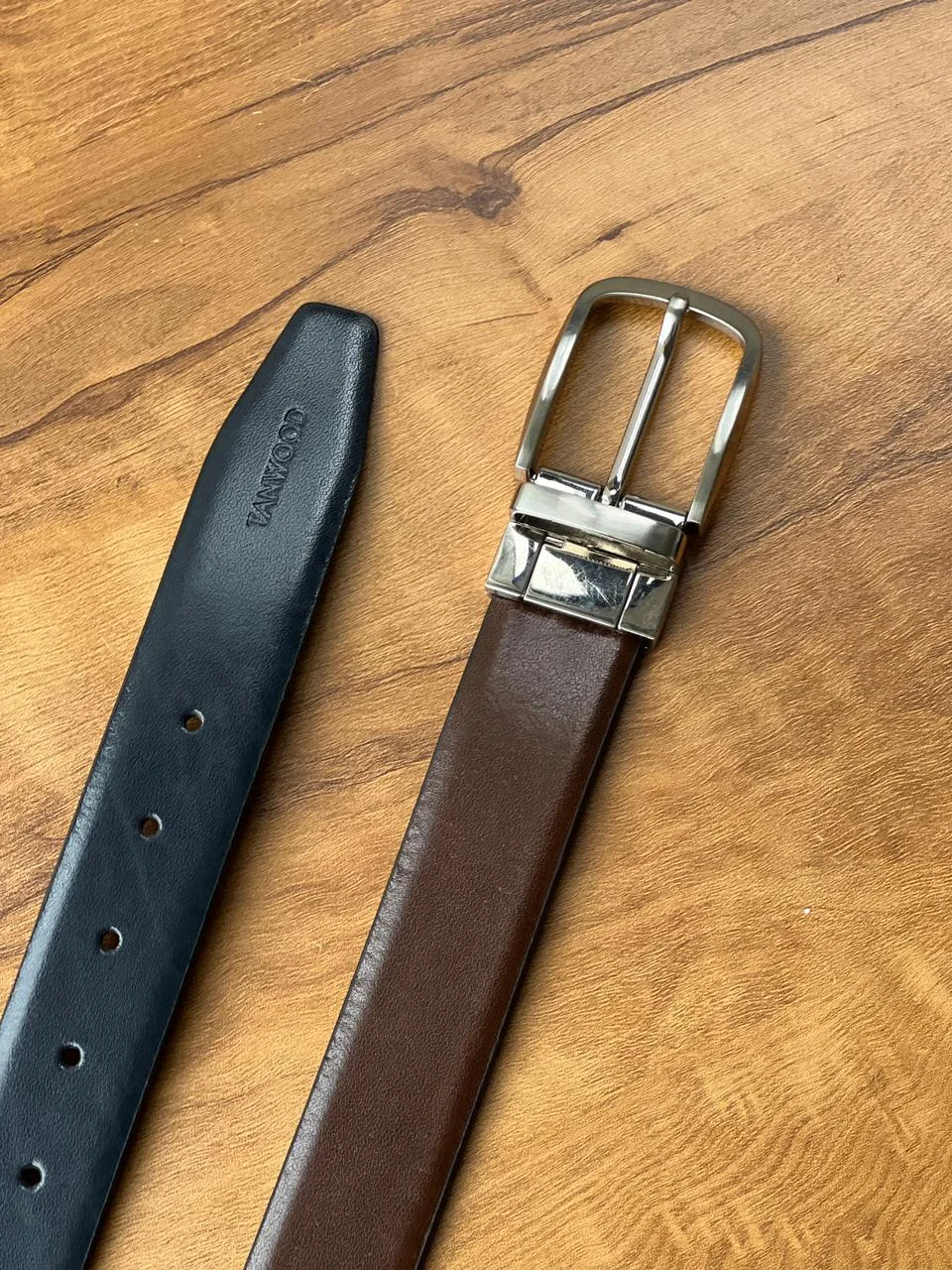 WhatsApp Image 2026-05-22 at 6.49.31 PM TANWOOD LEATHER Grey Brown Reversible Belt - Taiwan - Image 1