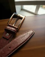 TANWOOD LEATHER Snake Print profile belts - cherry - Image 3