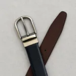 TANWOOD LEATHER Black Brown Print Reversible Belt - Taiwan