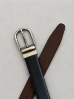 TANWOOD LEATHER Black Brown Print Reversible Belt - Taiwan