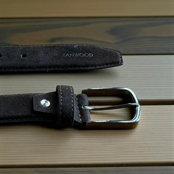 TANWOOD LEATHER black buckle suede Belts – Dark Brown