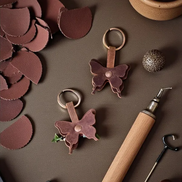 TANWOOD PURE LEATHER Mini – butterfly Keychain