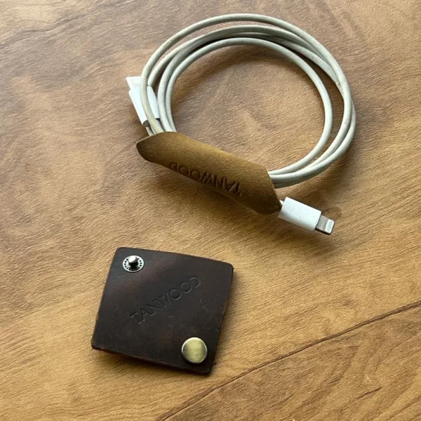 TANWOOD Pure LEATHER Cable Wrap - Organizer 2pcs