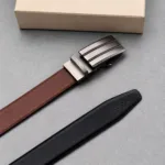 Tanwood Leather Reversible Autolock Print Belt – Black / Tan