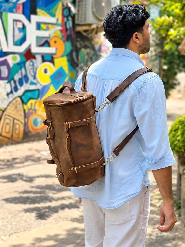 Tanwood leather - barrel-backpack-street