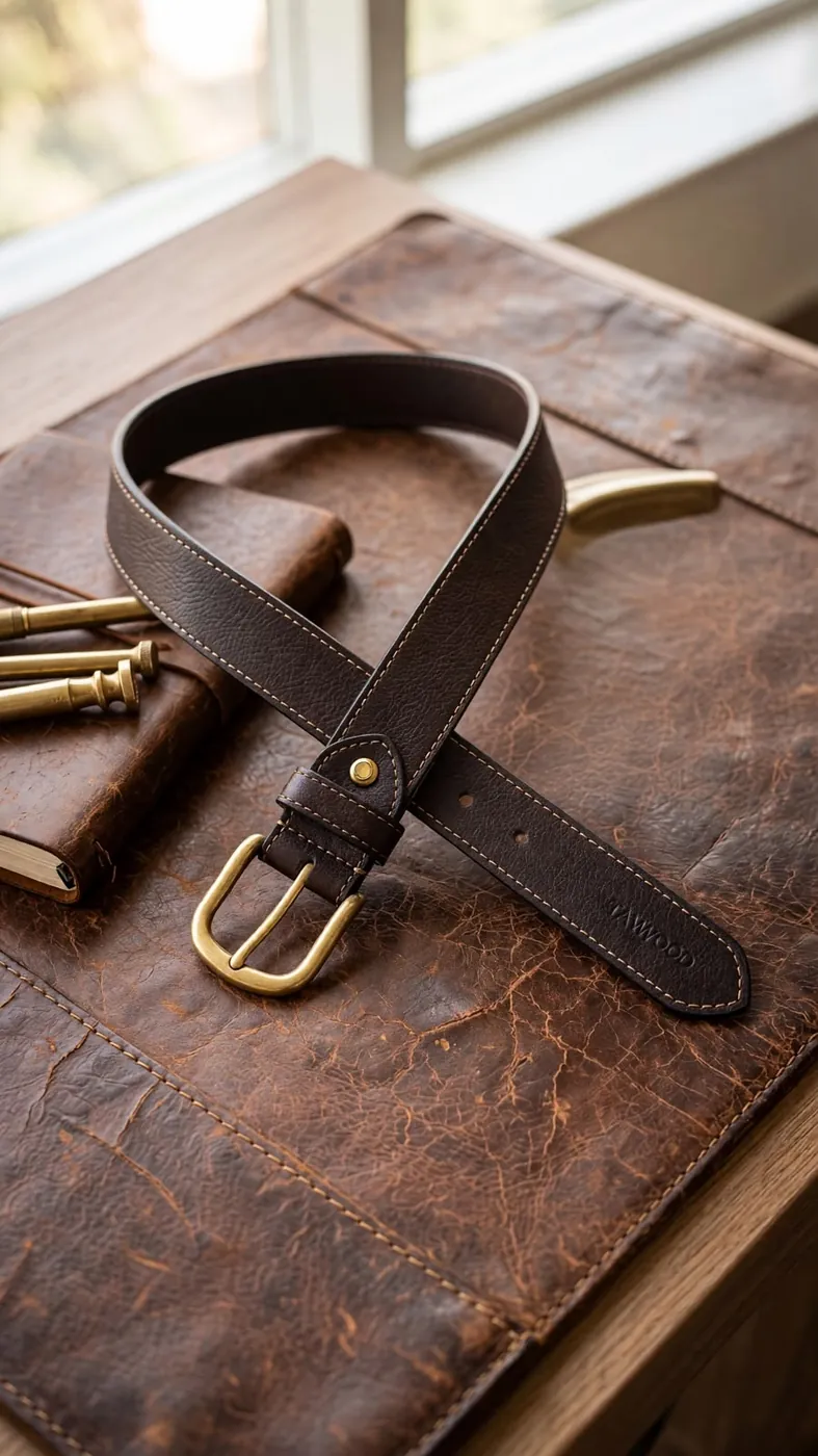 Tanwood leather - belt-on-desk