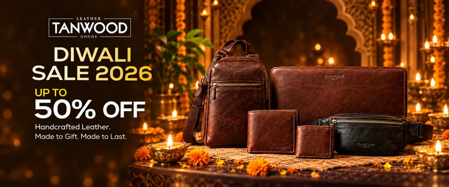 Tanwood Diwali Sale 2026 - up to 50% off handcrafted leather bags and wallets
