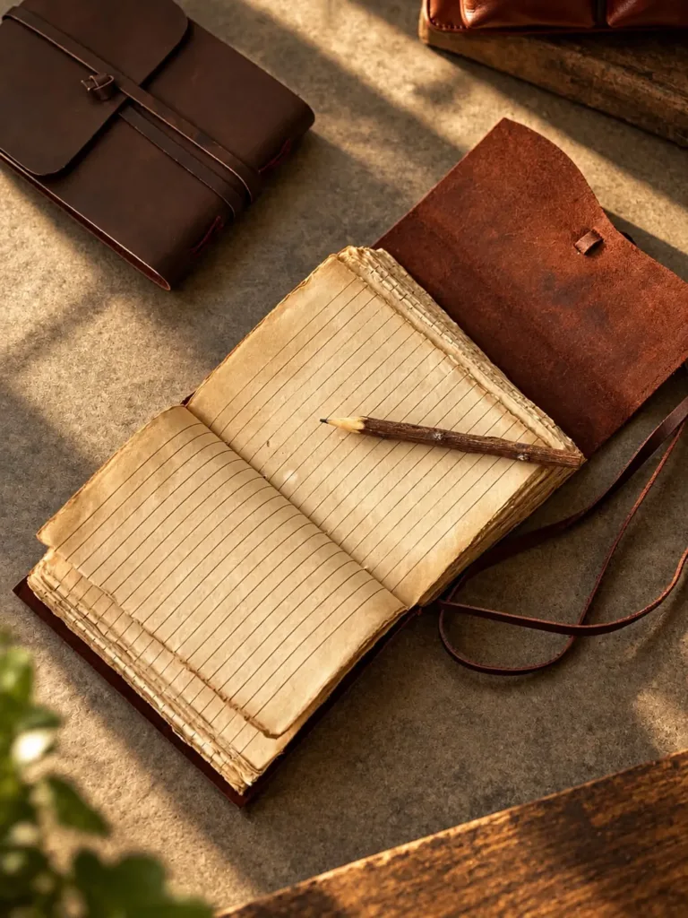 Tanwood leather - journal-open