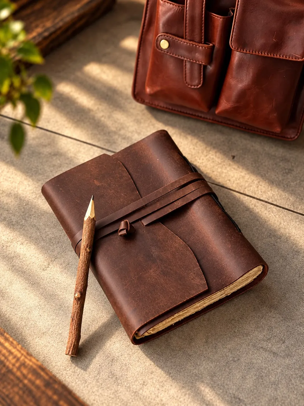 Tanwood leather - journal-with-pencil